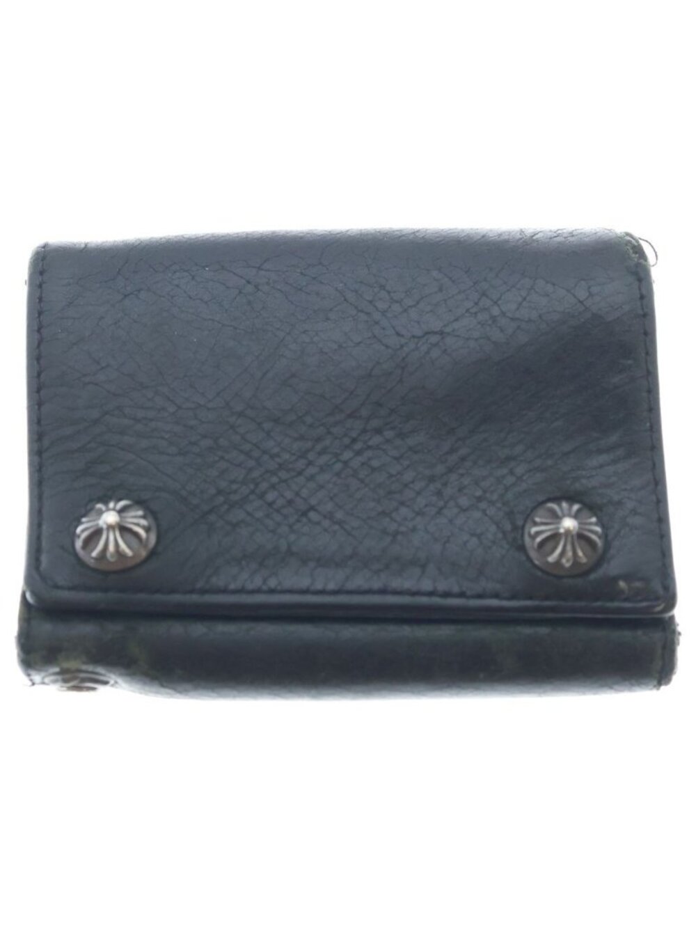 Chrome Hearts Cross Ball Button Leather Wallet Black